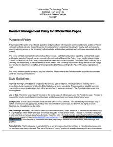 Content Management Policy for Official Web Pages Purpose of Policy