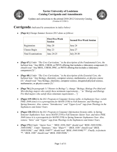 Corrigenda  Xavier University of Louisiana Catalog Corrigenda and Amendments