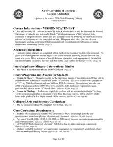 General Information – MISSION STATEMENT Xavier University of Louisiana Catalog Addendum