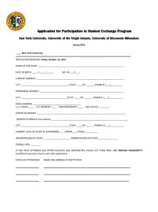 Application for Participation in Student Exchange Program