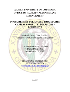 XAVIER UNIVERSITY OF LOUISIANA OFFICE OF FACILITY PLANNING AND MANAGEMENT