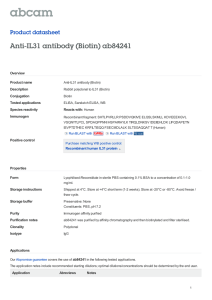 Anti-IL31 antibody (Biotin) ab84241 Product datasheet Overview Product name