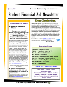 Student Financial Aid Newsletter Questions of the Month
