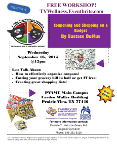 FREE WORKSHOP! TYWellness.Eventbrite.com By Eustace Duffus Couponing and Shopping on a