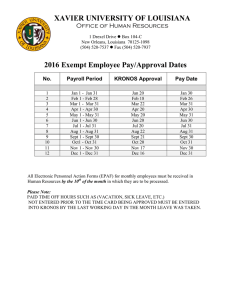 XAVIER UNIVERSITY OF LOUISIANA 2016 Exempt Employee Pay/Approval Dates No.