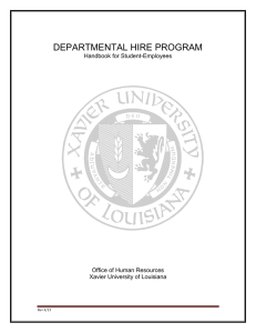 DEPARTMENTAL HIRE PROGRAM Handbook for Student-Employees Office of Human Resources