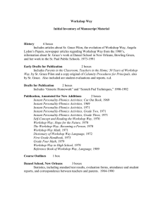 Workshop Way  Initial Inventory of Manuscript Material History