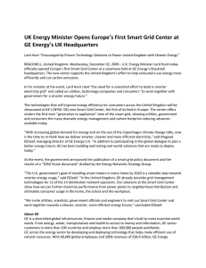 UK Energy Minister Opens Europe’s First Smart Grid Center at