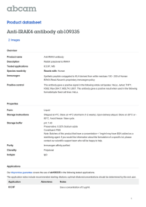 Anti-IRAK4 antibody ab109335 Product datasheet 2 Images Overview