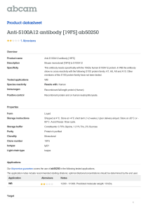 Anti-S100A12 antibody [19F5] ab50250 Product datasheet 1 Abreviews Overview