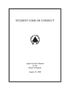 STUDENT CODE OF CONDUCT  Approved and Adopted by the