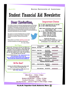 Student Financial Aid Newsletter Important Dates