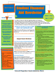 Student Financial Aid Newsletter  2014-2015