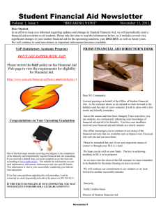 Student Financial Aid Newsletter  November 13, 2012