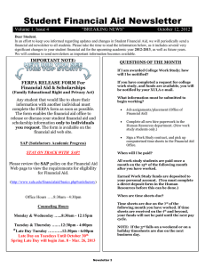 Student Financial Aid Newsletter  October 12, 2012