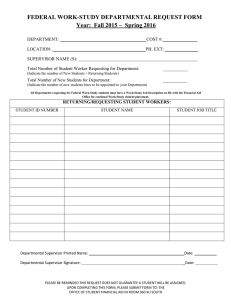FEDERAL WORK-STUDY DEPARTMENTAL REQUEST FORM