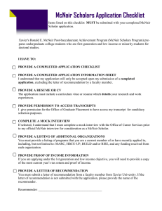 McNair Scholars Application Checklist