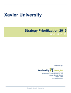 Xavier University Strategy Prioritization 2015