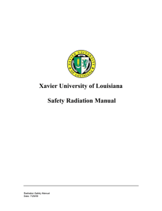 Xavier University of Louisiana Safety Radiation Manual  Radiation Safety Manual