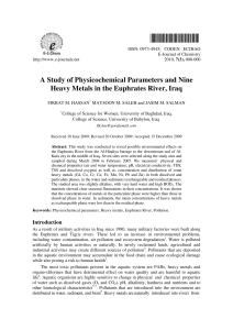 A Study of Physicochemical Parameters and Nine