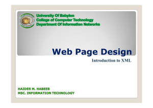 Web Page Design Introduction to XML