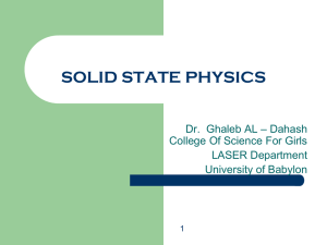 SOLID STATE PHYSICS  – Dahash Dr.  Ghaleb AL