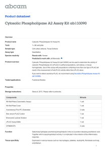 Cytosolic Phospholipase A2 Assay Kit ab133090 Product datasheet Overview Product name