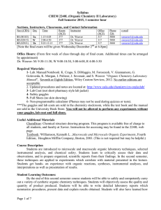 Syllabus CHEM 2240L (Organic Chemistry II Laboratory)