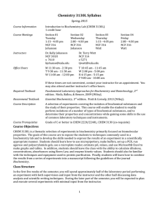 Chemistry 3130L Syllabus Spring 2015