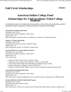 American Indian College Fund | Full Circle Scholarship Program List