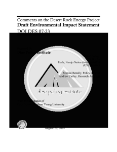 Draft Environmental Impact Statement DOI DES 07-23 Diné Policy Institute