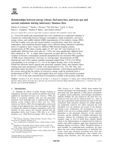 Relationships between energy release, fuel mass loss, and trace gas... aerosol emissions during laboratory biomass fires