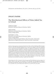 POLICY PAPER The Distributional Effects of Value Added Tax in Ireland