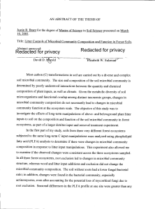 Justin B. Brant for the degree of Master of Science... Title: Litter Controls of Microbial Community Composition and Function in...