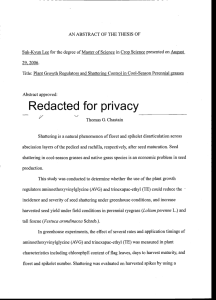 Suk-Kyun Lee for the degree of Master of Science in... Title: Plant Growth Regulators and Shattering Control in Cool-Season Perennial...