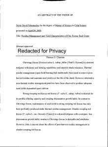 Derek David Schumacher for the degree of Master of Science... Title: Residue Management and Yield Characteristics of Fine Fescue Seed...