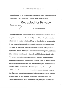 David Clausnitzer for the degree of Doctor of Philosophy in... April 6, 2000. Title: Hydric Soils in Eastern Oregon Temporary...