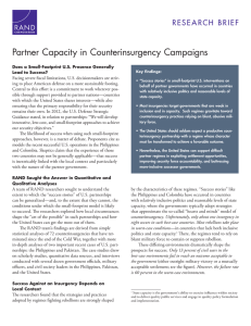 Partner Capacity in Counterinsurgency Campaigns