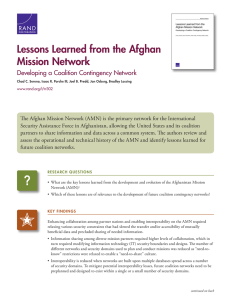 Lessons Learned from the Afghan Mission Network Developing a Coalition Contingency Network