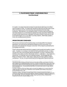 2.  PLA STUDIES TODAY:  A MATURING FIELD