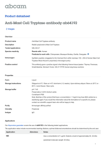 Anti-Mast Cell Tryptase antibody ab64192 Product datasheet 2 Images