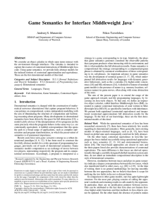 Game Semantics for Interface Middleweight Java ∗ Andrzej S. Murawski Nikos Tzevelekos