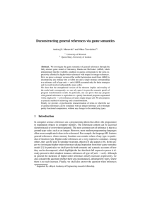 Deconstructing general references via game semantics Andrzej S. Murawski and Nikos Tzevelekos