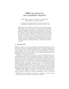 APEX: An analyzer for open probabilistic programs � Stefan Kiefer