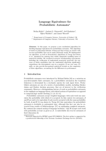 Language Equivalence for Probabilistic Automata ! Stefan Kiefer