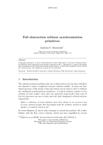 Full abstraction without synchronization primitives Andrzej S. Murawski MFPS 2010