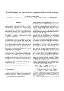 Reachability games and game semantics: comparing nondeterministic programs