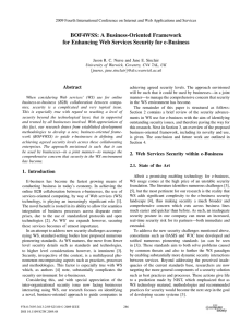 BOF4WSS: A Business-Oriented Framework for Enhancing Web Services Security for e-Business Abstract