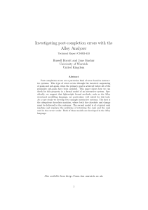 Investigating post-completion errors with the Alloy Analyzer Russell Boyatt and Jane Sinclair