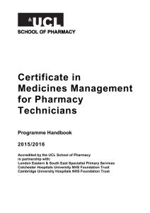 Certificate in Medicines Management for Pharmacy Technicians